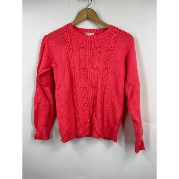 Crewcuts Girls Cable‎ Knit Bobble Crewneck Long Sleeve Sweater Pink Size 14 - Picture 1 of 11